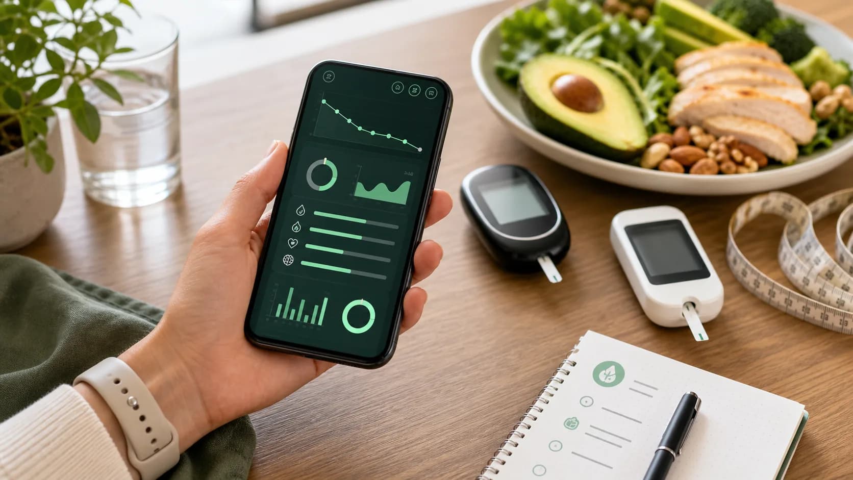 Aplicativo AraHealth acompanhando dados de metabolismo e alimentação